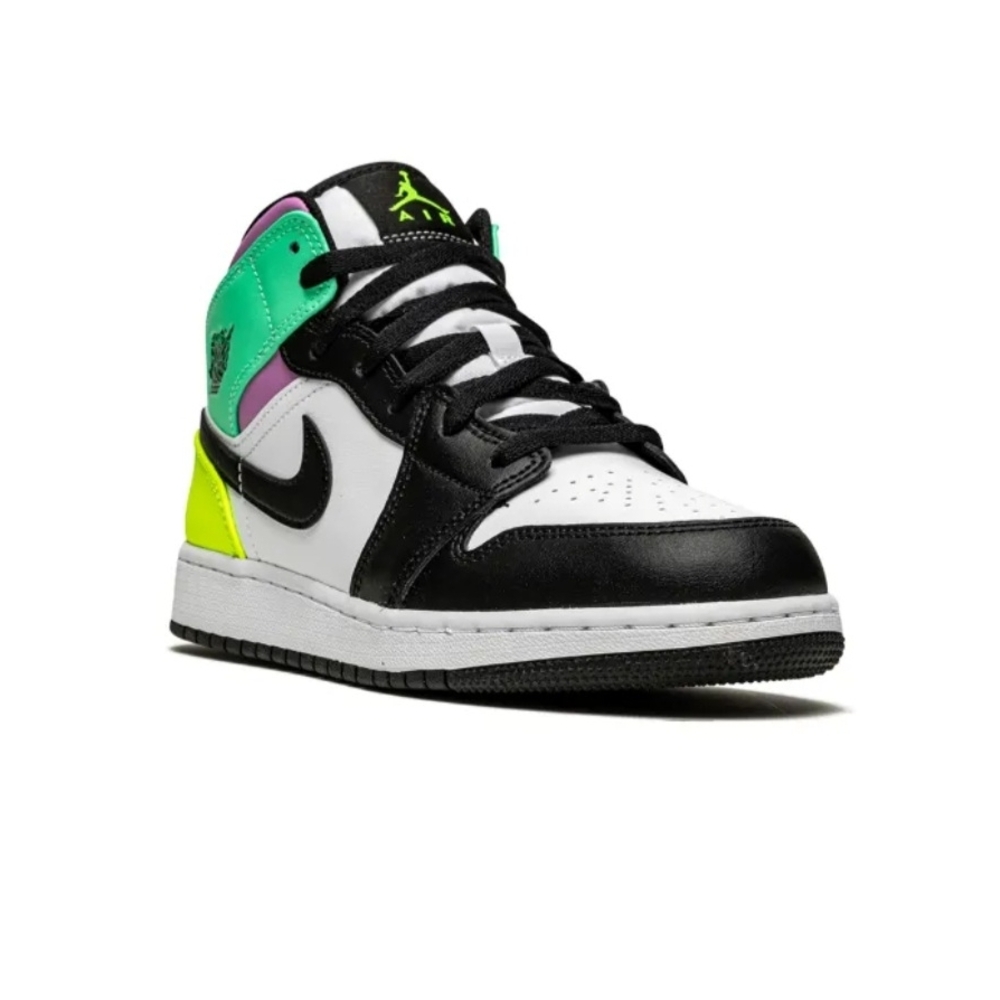 Nike Air Jordan High-Top Sneakers - White & Black with Neon Green Logo